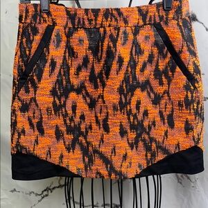 MM Couture Boucle Mini Skirt Abstract Textured Pencil Pockets Back Zip